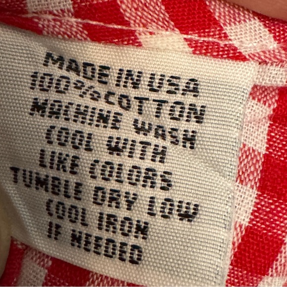 Coast Boardwalk Men’s L Red White Gingham Button Down Shirt Long Sleeve USA - Picture 4 of 7